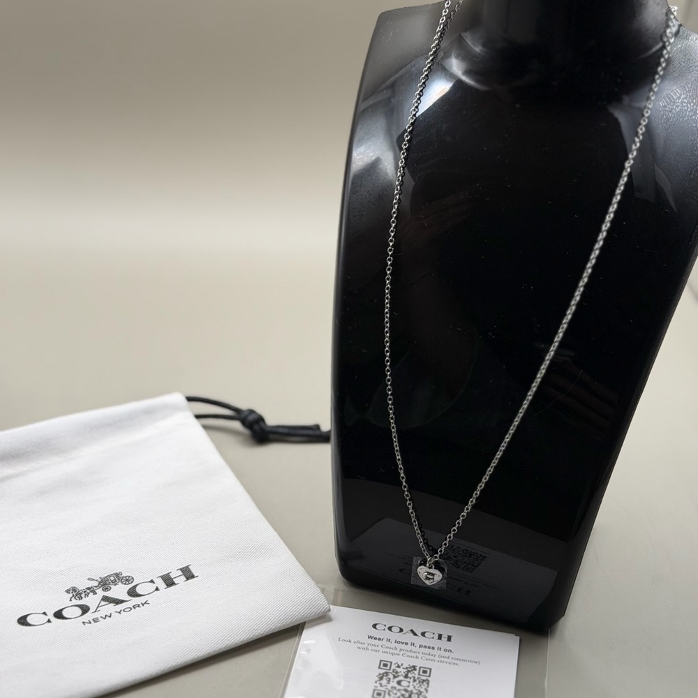 Coach Silver Necklace with Heart Pendant - Picture 2 of 4